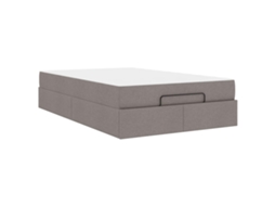 Conjunto de 2 Estruturas de Cama com Colchão Cinzento Acastanhado Tecido MAISON EXCLUSIVE