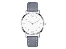 Reloj Hombre De Cuero Moda Dial Redondo Analógico Cuarzo De Negocios Gris