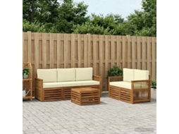 Vidaxl Conjunto De Sofás Para Exterior 6 Unid. Natural E Creme