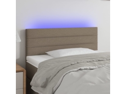 Vidaxl Cabeceira Cama Luzes Led Tecido 90x5x78/88cm Cinza-acastanhado