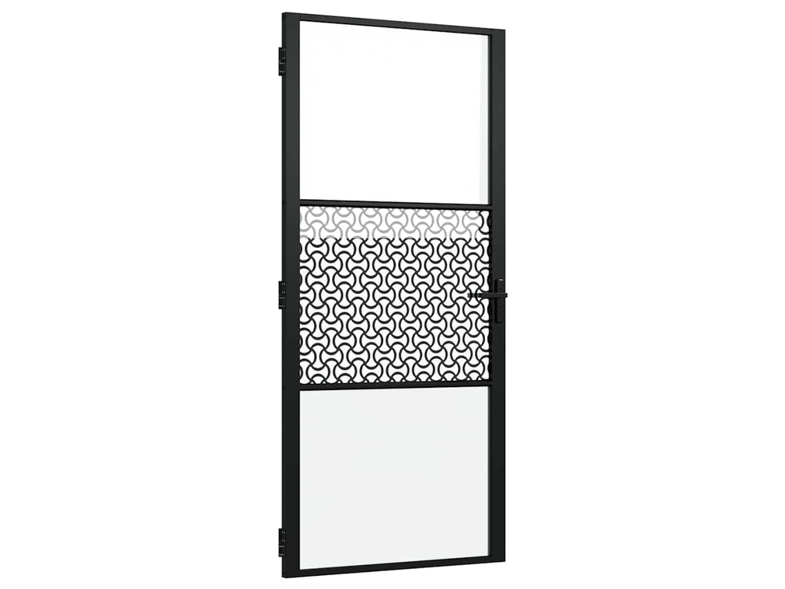 Conjunto 1 Porta De Vidro Vidaxl Preto Alumínio (93 X 3,5 X 201,5 Cm)