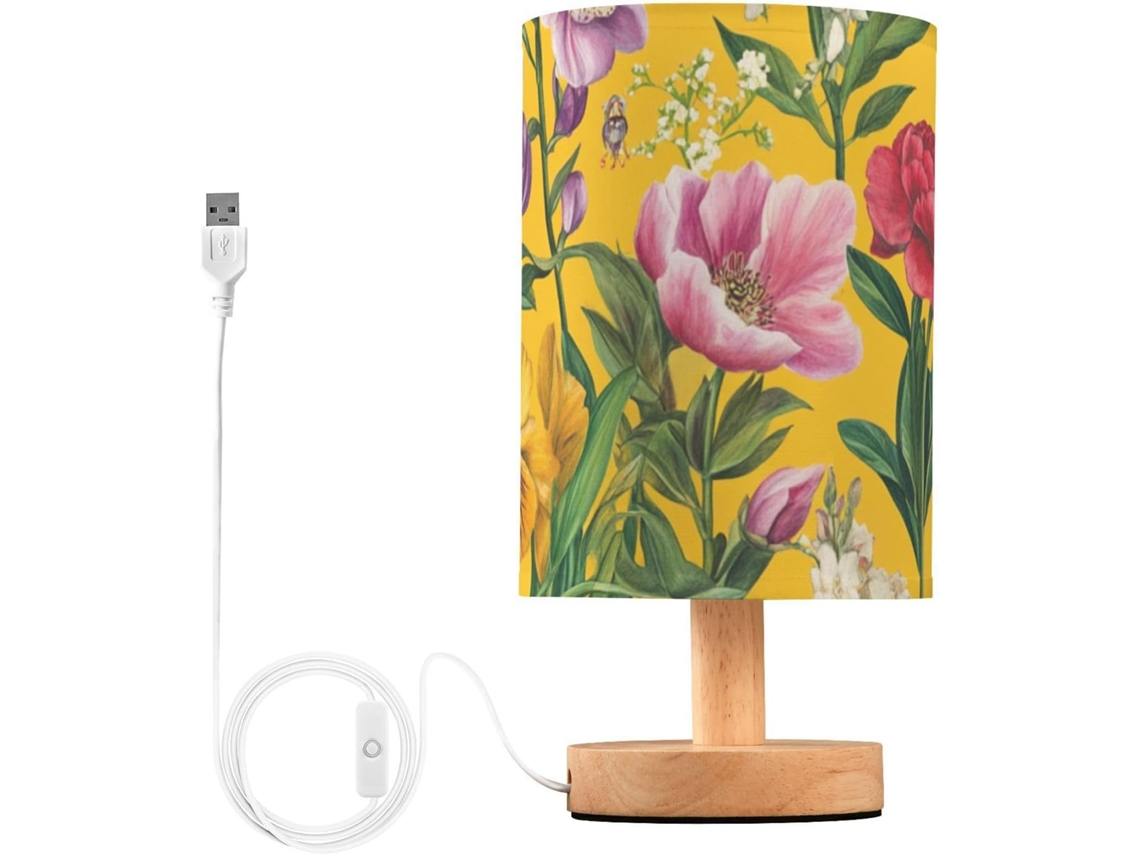 Luminária de cabeceira moderna Kll, modelo orquídea peônia amarela, ideal para escrever, estudar ou...