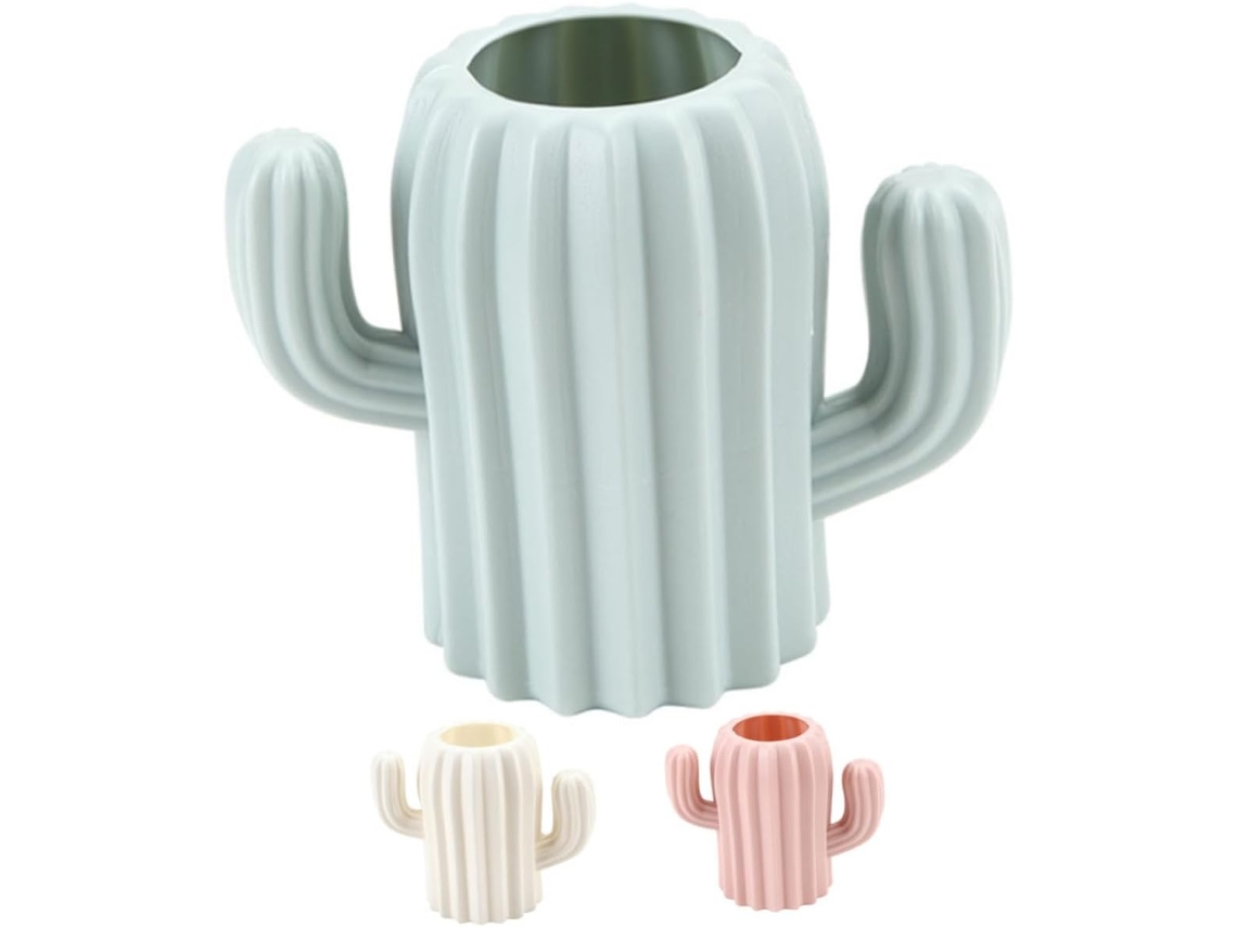 Conjunto De 3 Vasos Porta Caneta Em Formato De Cacto, Decoração Para Mesa, Ideal Para Escritório E Casa.