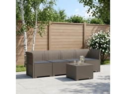 Vidaxl Sofá De Jardim 4 Lugares Com Almofadas Look Rattan Pp