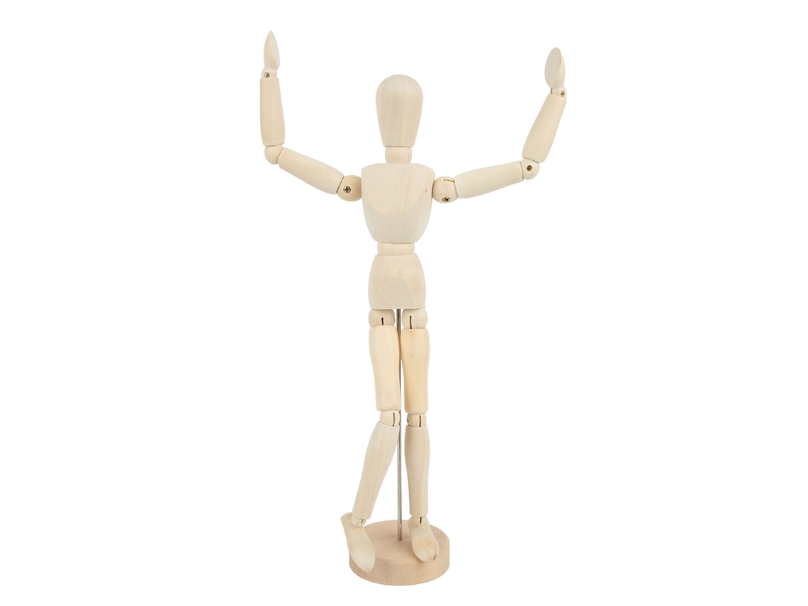 Manequim de Madeira Articulado 12 Polegadas Modelo Artístico para Decoração e Pintura