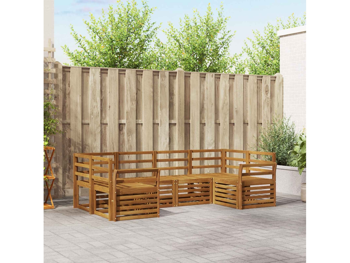 Vidaxl Conjunto De Sofá Sectional 6 Pcs Natural