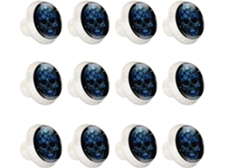 Puxadores Redondos Para Armários De Cozinha, Puxadores Para Gavetas De Cômoda, 12 Peças, Caveira Floral Azul, Puxadores