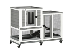 Clapier Lapin Intérieur Cage Lapin En Bois Design De Luxe 3 Niveaux Avec 3 Plateaux Amovibles 110 X 50 X 86 Cm Gris