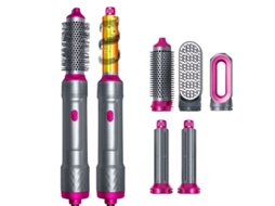 Kit Secador Escova 5 em 1 com Íons,3 Temperaturas, Alisa, Enrola e Seca, Portátil1000w Cinza HEXINYIGJLY