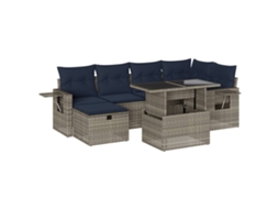 Conjunto de Sofá de Jardim, 7 Peças, Almofadas, Rattan Cinza MAISON EXCLUSIVE