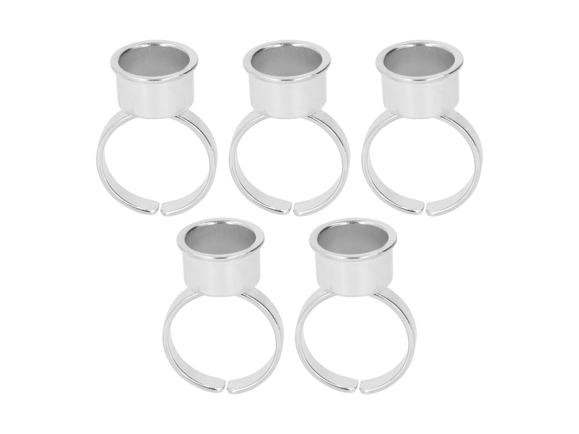 5pcs Anel De Tinta De Tatuagem Bola De Aço Inoxidável Para Microblading Cílios Cola Porta Pigmento M Prata