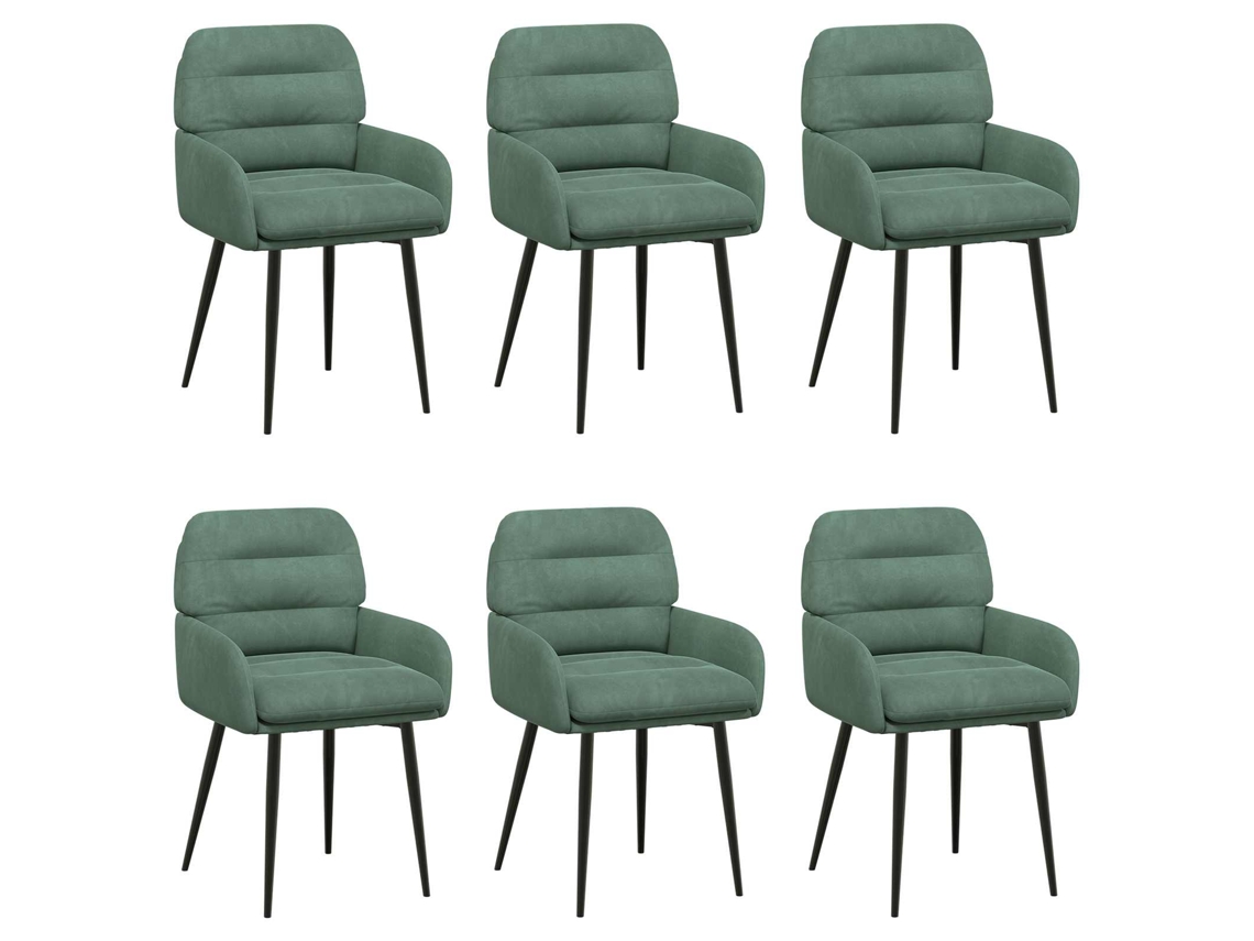 Vidaxl Cadeiras De Jantar 6 Pcs Veludo (v) Verde Do Mar