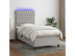 Vidaxl Cama Box Spring C/ Colchão E Led 100x200 Cm Tecido Cinza-claro