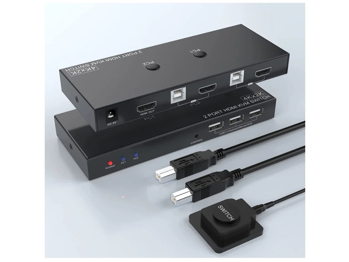 Adaptador Hdmi Kvm Switch Box 2 Portas Preto