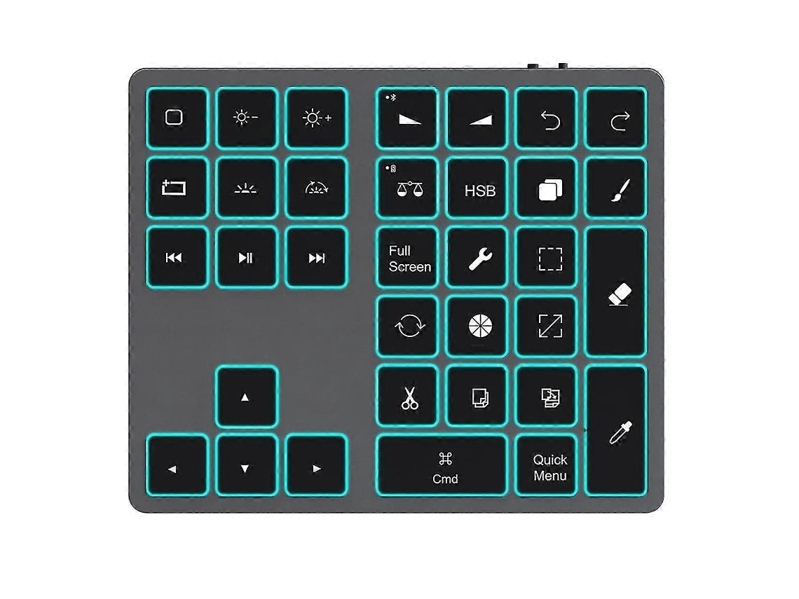 Teclado Bluetooth Com Teclado Numérico Retroiluminado Procreate Teclado Recarregável Atalhos De Desenho Para Tablets Gráficos A Everley891