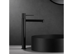 Misturador Monocomando Para Lavatório Alto Em Latão Com Acabamento Preto Fosco, Cartucho Cerâmico Ø26 Mm, Altura 322 Mm Imex