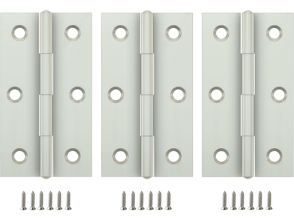 Dobradiças De Aço Inoxidável, Pacote Com 3 Unidades, Dobráveis, Para Armários, Portas E Janelas, Com Parafusos, 68x 39x