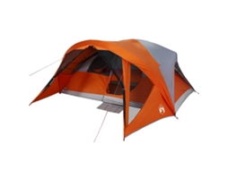 Tenda familiar estilo cabana 6 pessoas VIDAXL imperm. cinza/laranja