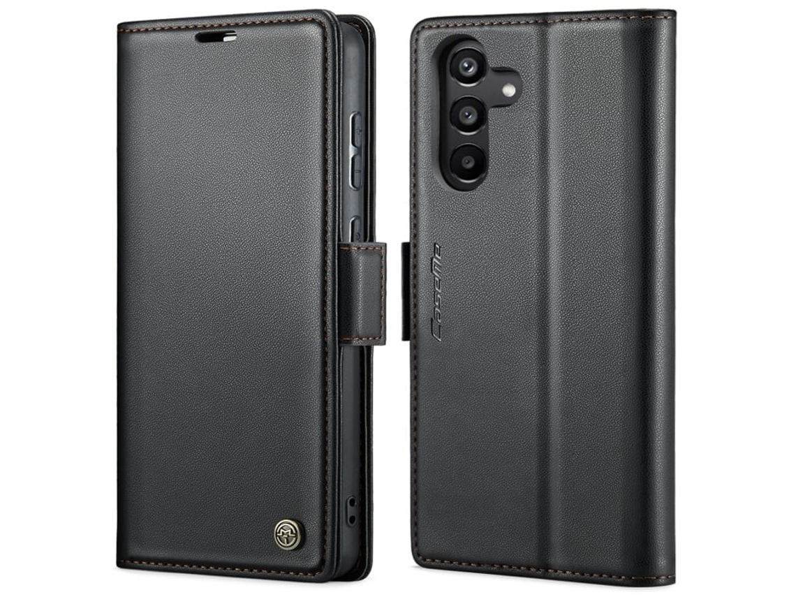 Capa Para Samsung Galaxy A35 5g Borboleta Fivela Litchi Textura De Telefone De Couro Rfid Antirroubo Preta