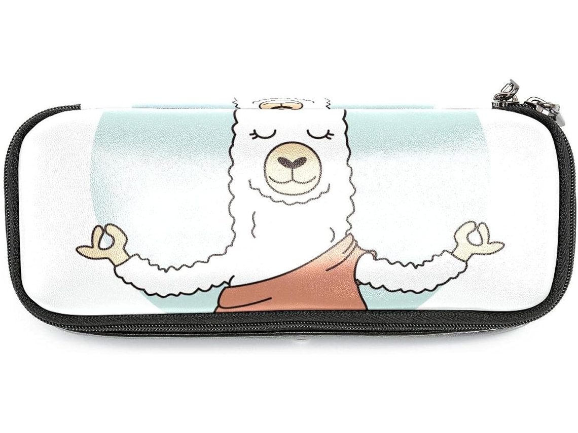 Estojo Lápis Com Estampa De Ioga E Lhama Alpaca, Organizador De Maquiagem Grande Capacidade, Ideal Escola