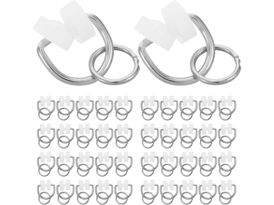 100 Presilhas Para Trilho De Cortina Chuveiro Rv: Ganchos Com Rolo,