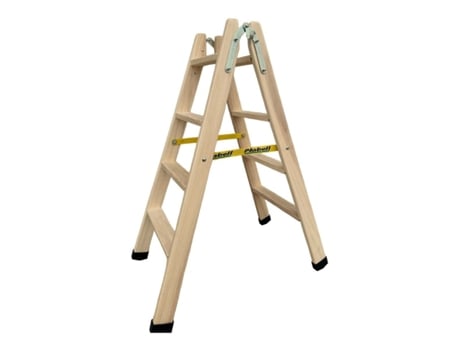 Escadote Dobrável de 4 Degraus Plabell Madeira 114 x 31/48 cm