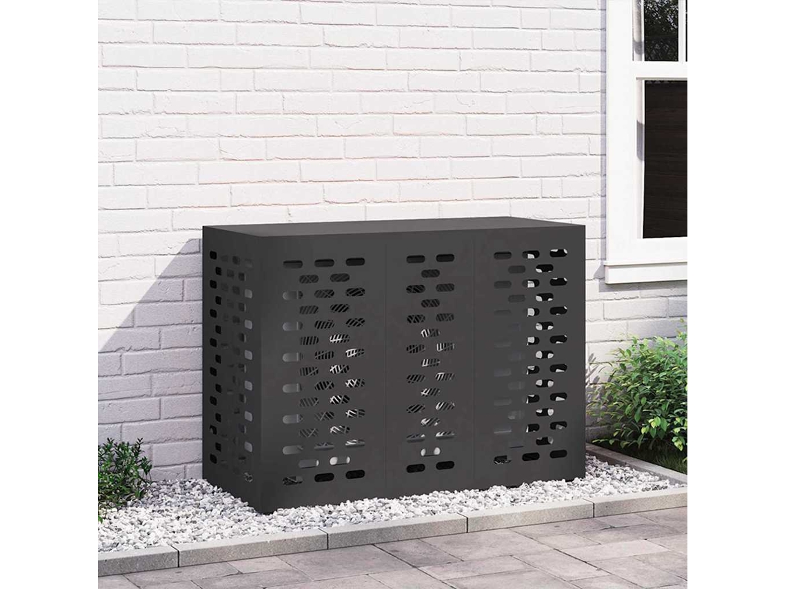Vidaxl Capa De Ar Condicionado Preto 110 X 50 X 80 Cm Aço