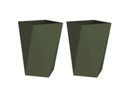 Conjunto 2 Caixa De Vaso Vidaxl Verde-azeitona Aço (50 X 50 X 75 Cm)