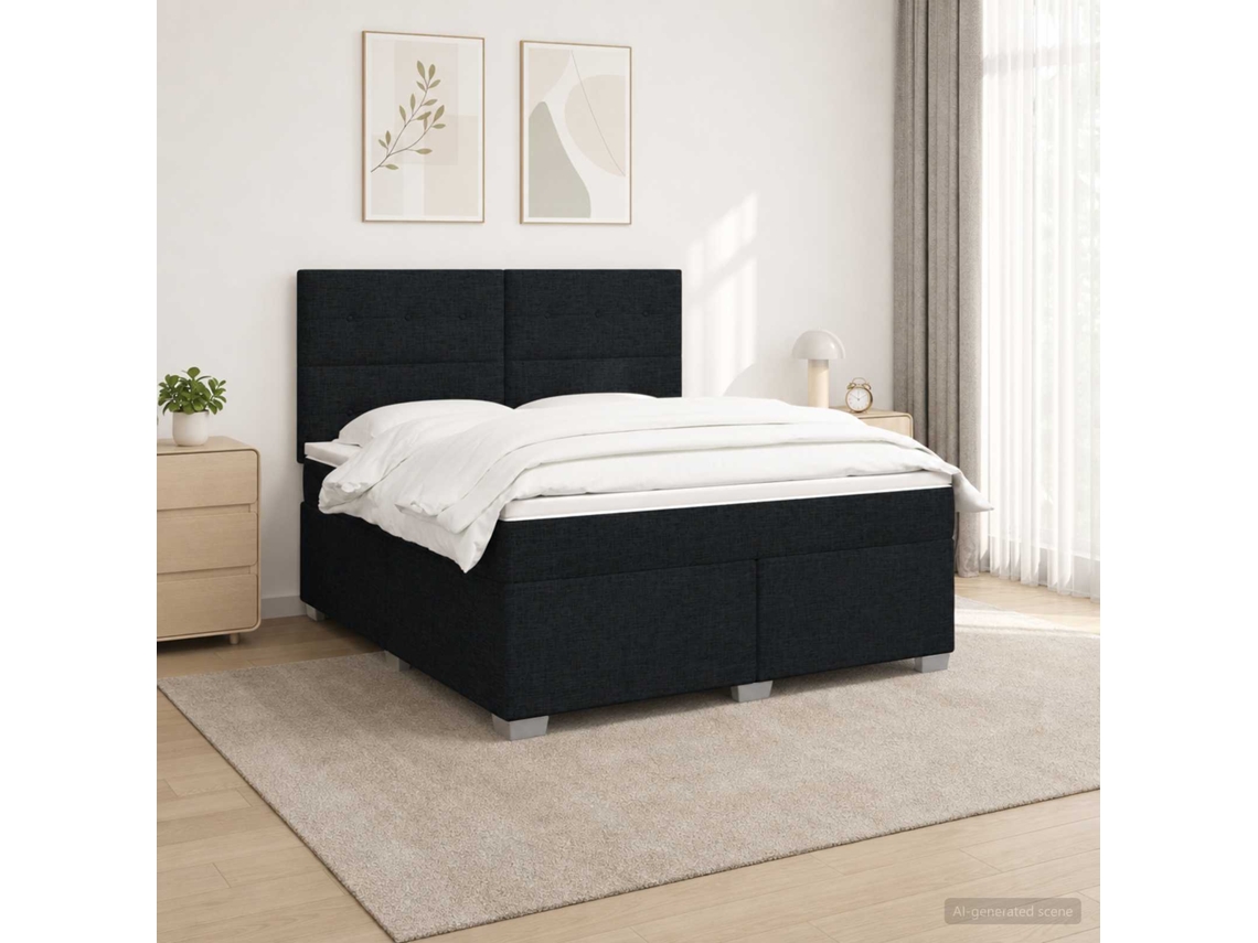 Vidaxl Cama Box Spring Com Colchão Preto 180 X 200 Cm Tecido