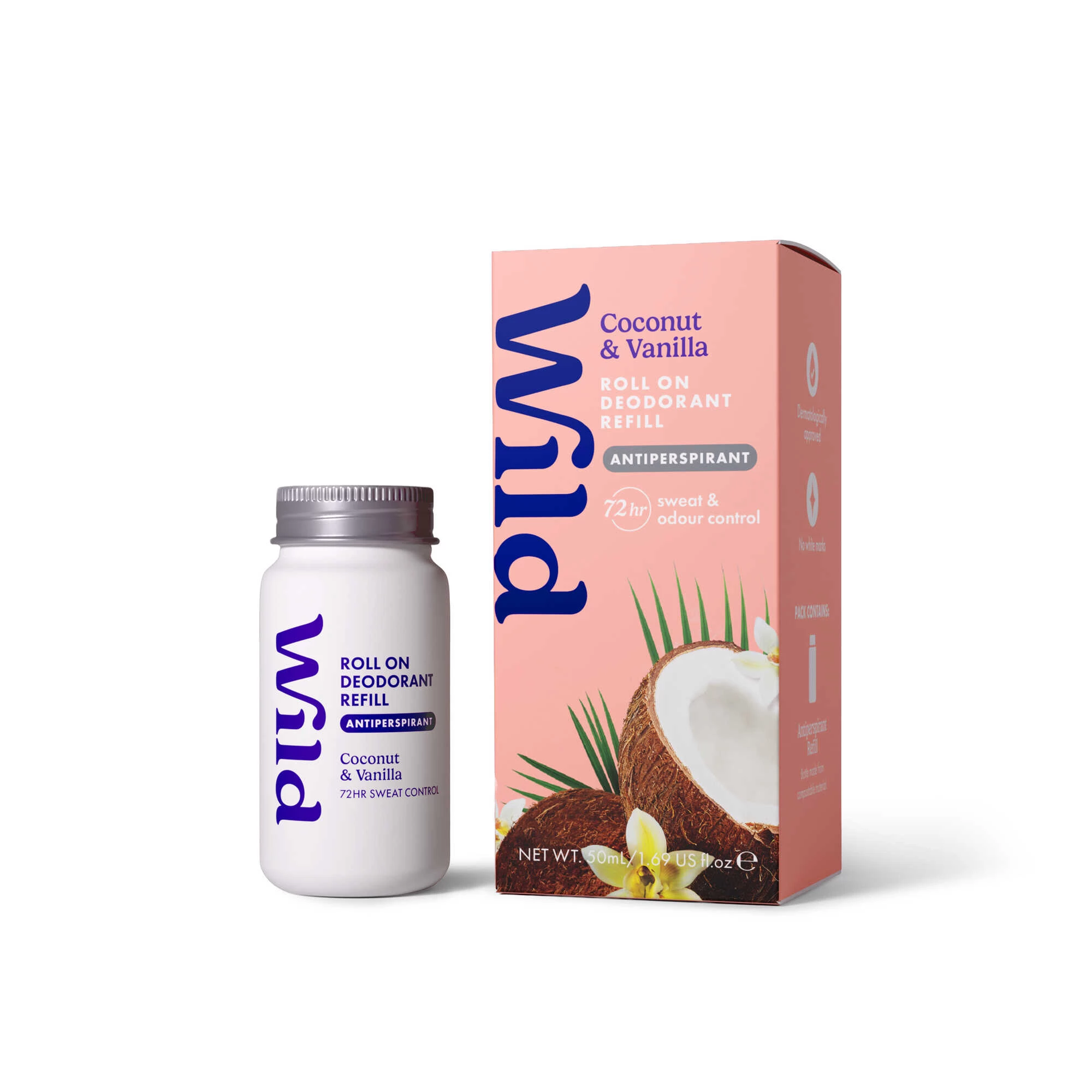 Roll On Antiperspirant Coconut Vanilla Refill WILD