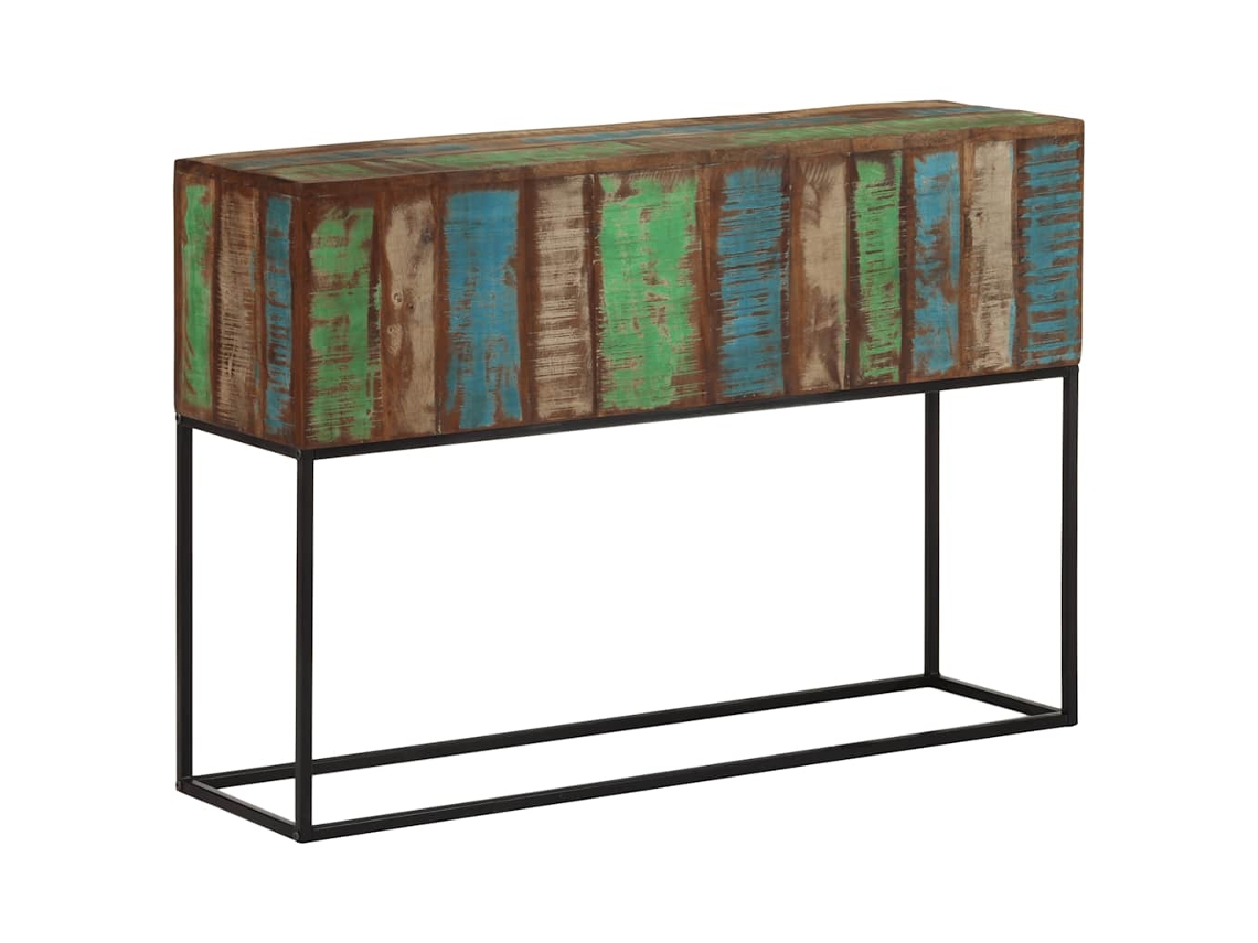 Vidaxl Mesa Consola 110x30x75 Cm Madeira Recuperada Maciça E Ferro
