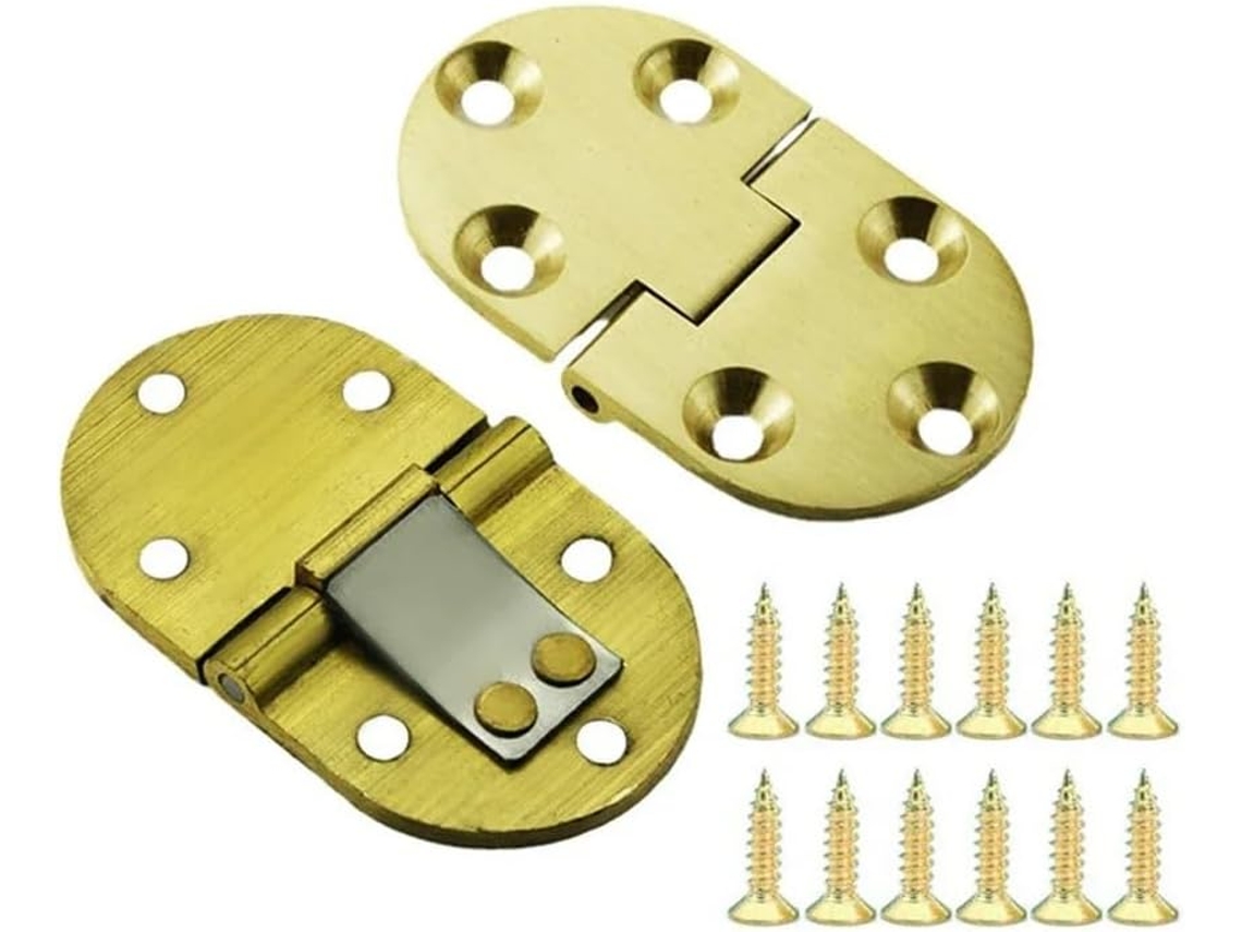 2 Dobradiças De Latão Para Portas 65x 38mm Com Parafusos, Dobradiça Dobrável De 90-graus Para Móveis, Mesa Com Aba