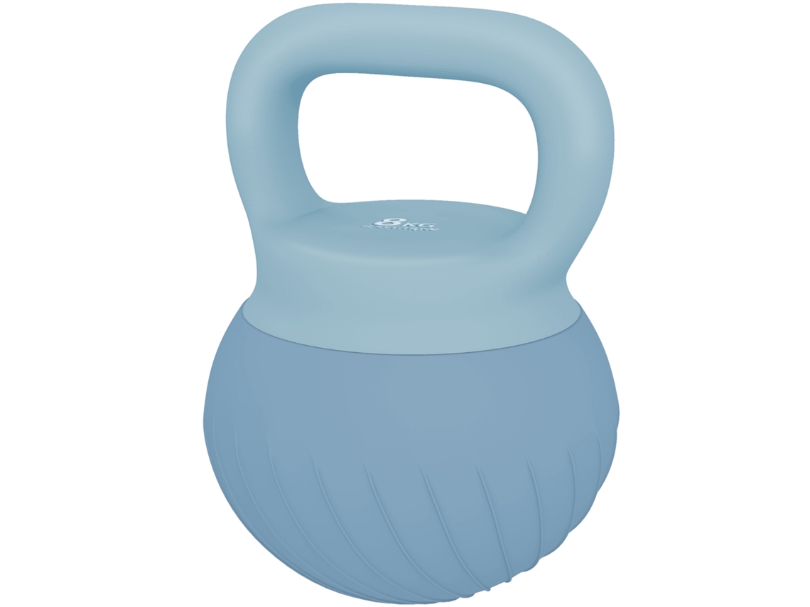 Kettlebell 8 Kg, areia metálica, cabo antiderrapante, azul claro, 27x20x20 Cm | S/MARCA