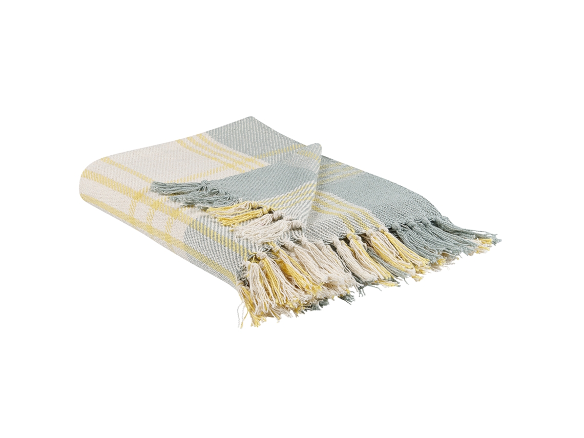 Manta Decorativa Beliani Betali De Algodón Amarillo 125x150x0.5