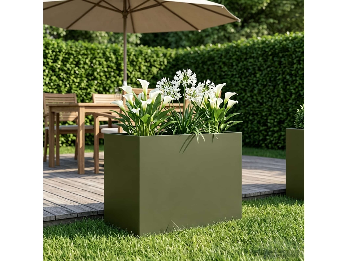 Vidaxl Vaso De Jardim Verde-azeitona 60 X 40 X 50 Cm