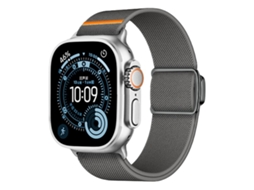 Bracelete Para Apple Watch 42/41/40/38mm - Nylon Elástico Com Fecho Magnético Em Titânio Cinza