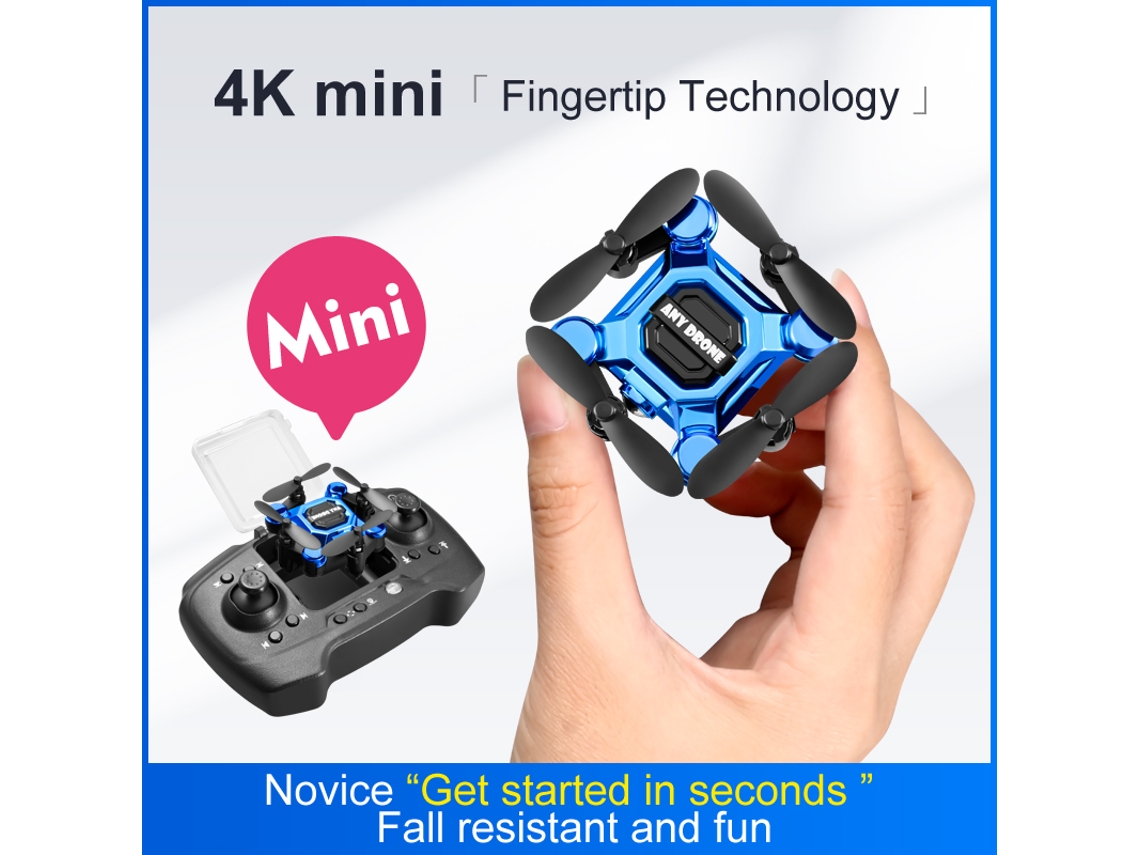 Mini Drone Dobrável, Aeronave Portátil De Altitude Fixa Com Câmera 4k Bestvite (2 Baterias Duração Da Bateria 10 Min Azul)