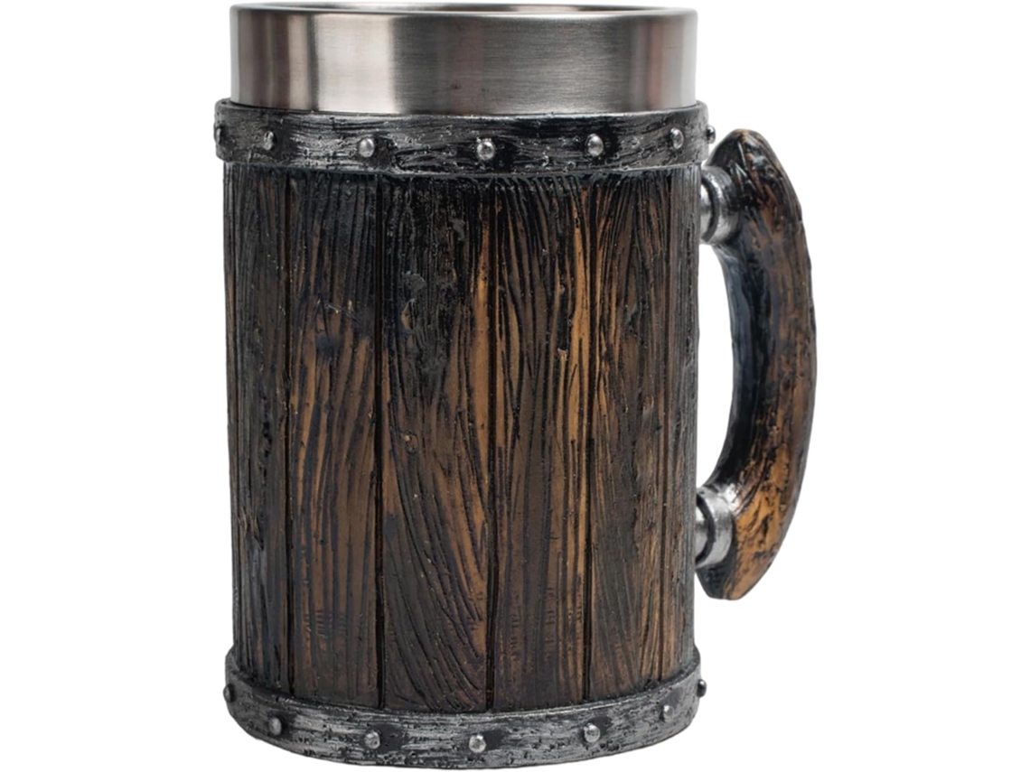 Caneca Retrô Com Copo Interno E Alça Em Aço Inoxidável
