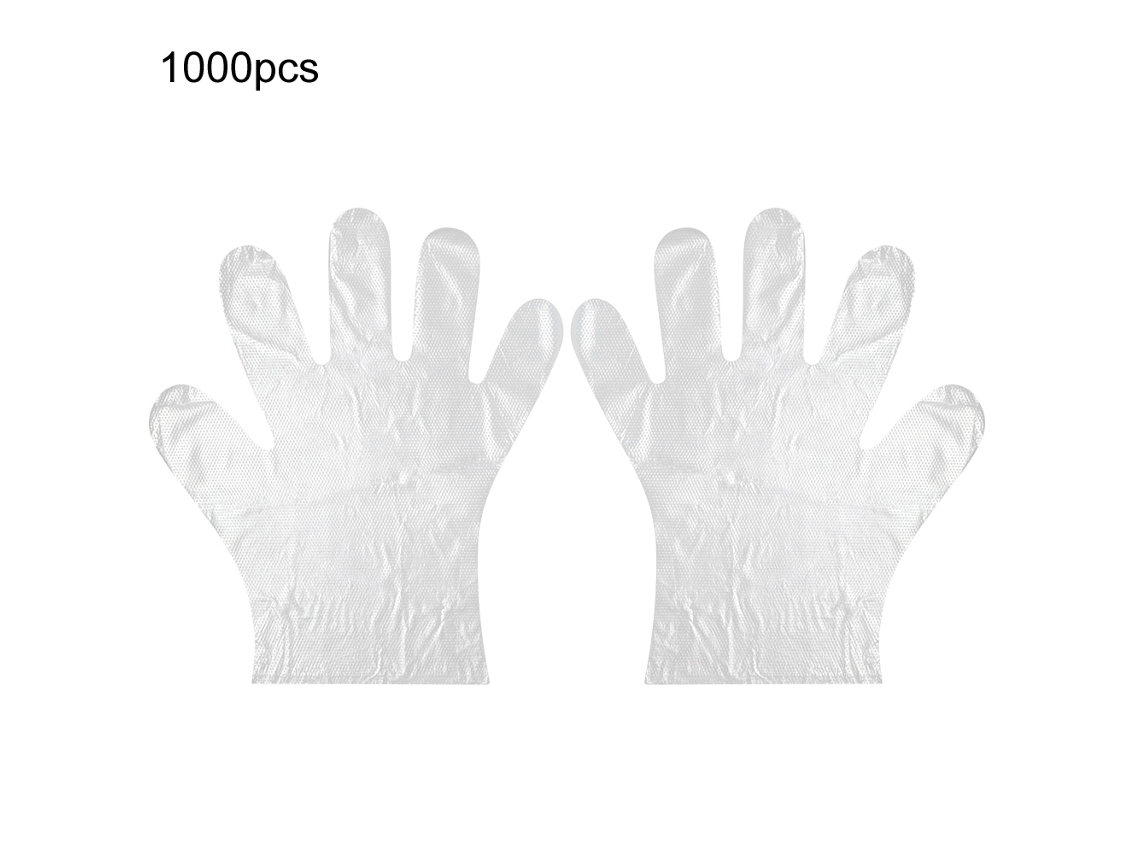 2026 1000 Luvas Plásticas Desecháveis Transparentes Grossas Antiderrapantes para Catering, Cabeleireiro, Açougue e Salões de Beleza