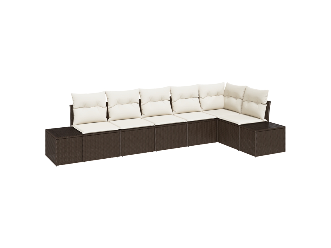 Conjunto 6 Móveis De Jardim Vidaxl Castanho Vime Pe (184 X 62 X 85 Cm)