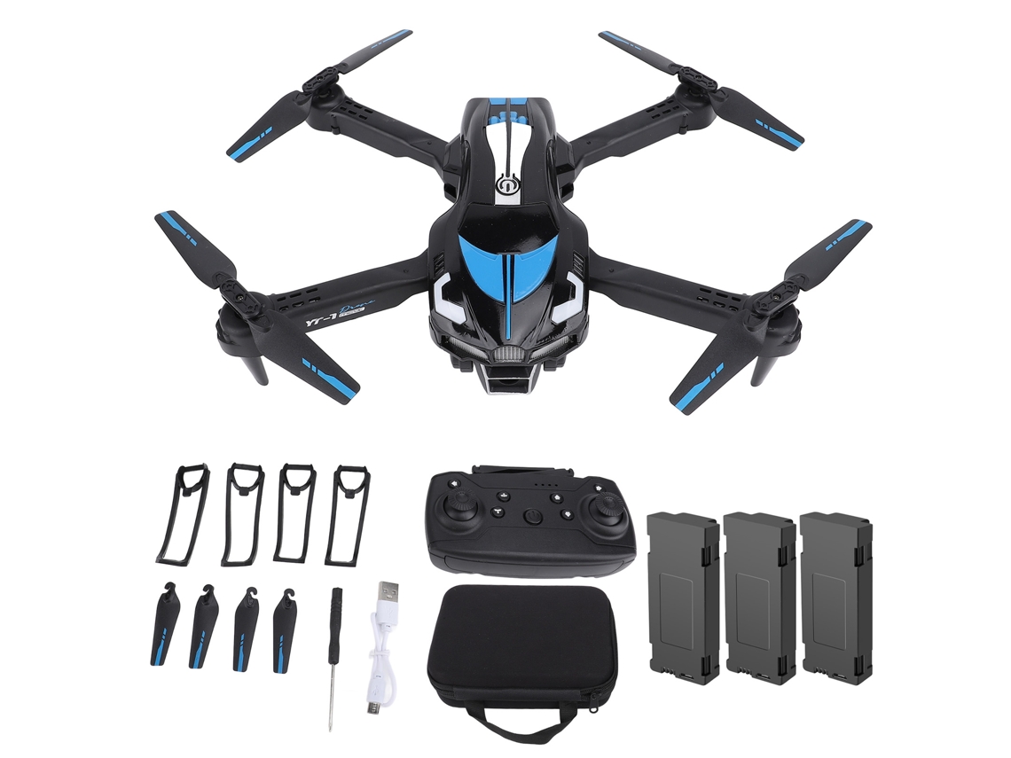 Drone Plegável Brushless Yt-1 Pro Max Quadricóptero Controle Remoto Com Câmera Hd 1080p 3 Baterias