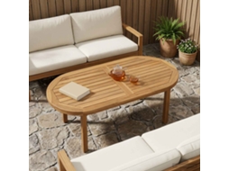 Vidaxl Tampo De Mesa Oval Madeira De Teca Sólida Natural