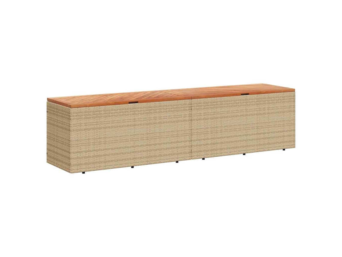Caixa Arrumação Jardim 220x50x54 cm Vime Pe/acácia Maciça Bege MAISON EXCLUSIVE