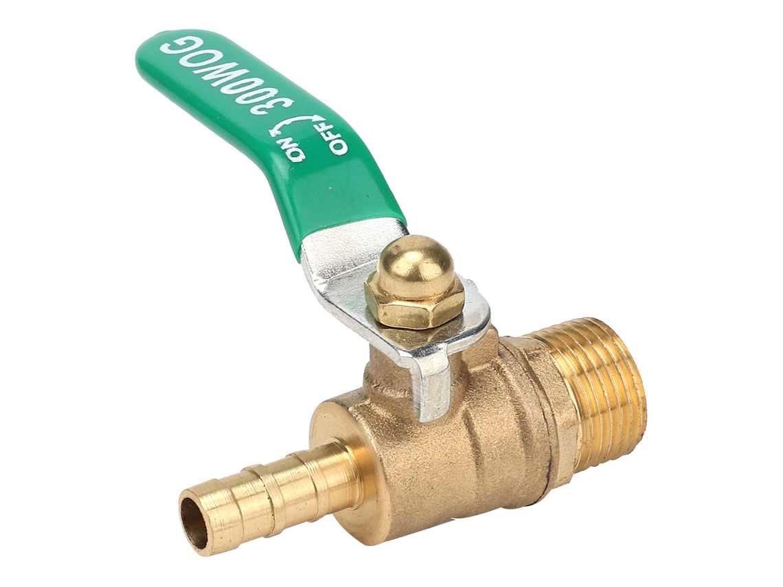 Válvula De Bola Latão G3/8" Macho Para Mangueira 8mm Alavanca Verde Anti-corrosão