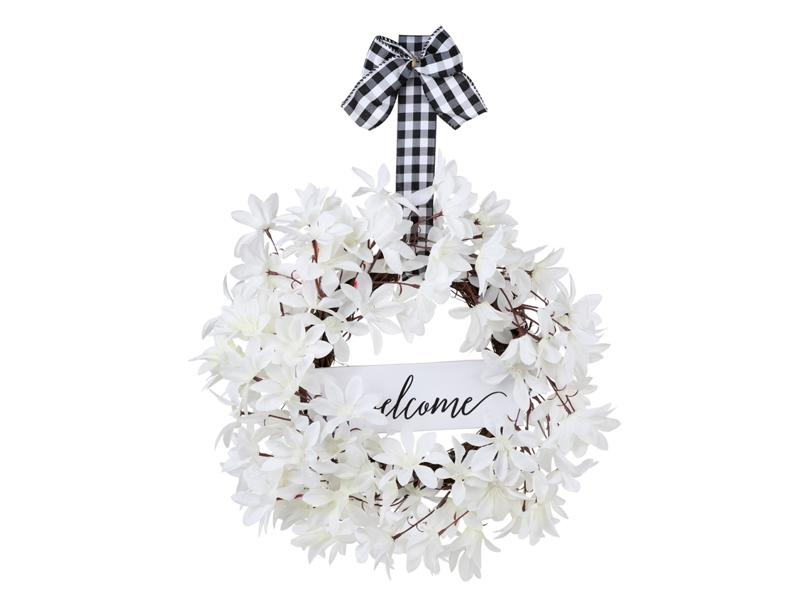Coroa de Primavera com Flores Artificiais Brancas LAXISCREED