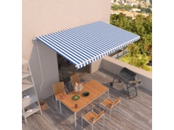 Vidaxl Toldo Retrátil Automático 500x350 Cm Azul E Branco