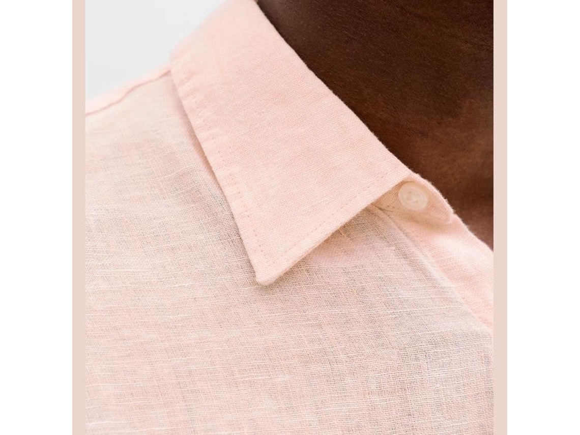 Camisa Jack Jones Lawrence Linho Manga Longa Rosa