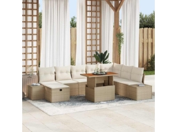 Vidaxl Conjunto De Sofá De Jardim 9 Unid. Bege Rattan Sintético