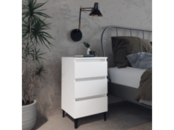 Vidaxl Mesa De Cabeceira C/ Pernas Em Metal 40x35x69 Cm Branco