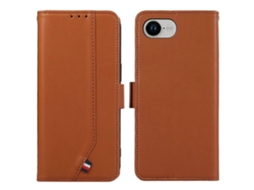 Capa Flip De Couro Com Bloqueio Rfid Para Iphone 16e - Marrom